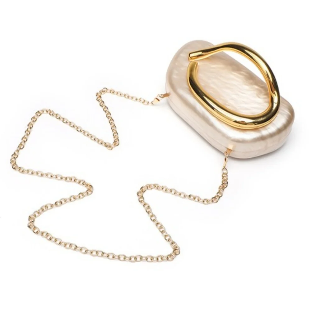 Gold and Cream Clutch with Metallic Accent